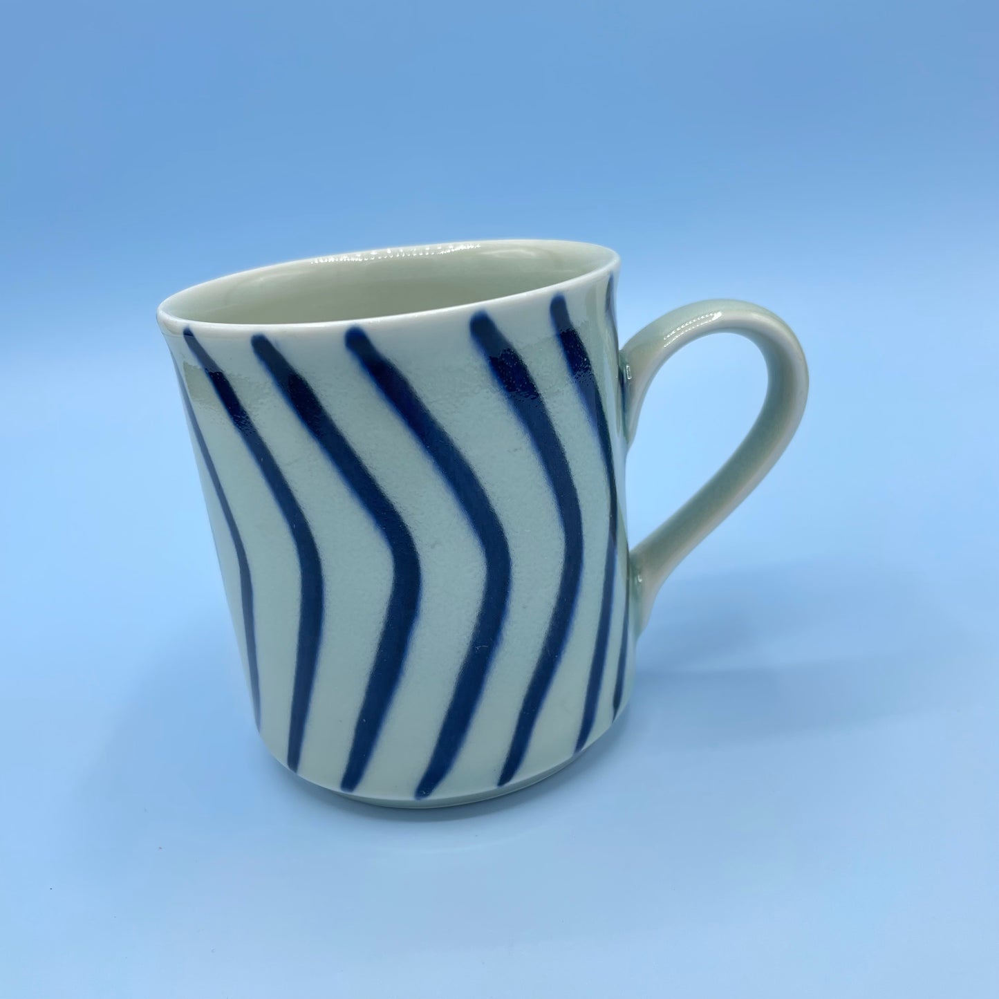 Vintage Cream & Blue Stripe Mug