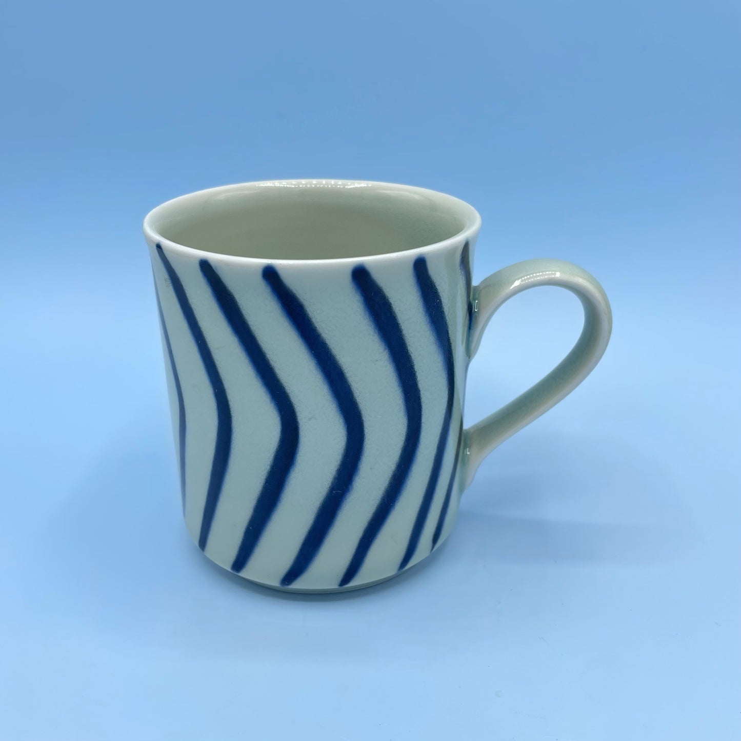 Vintage Cream & Blue Stripe Mug