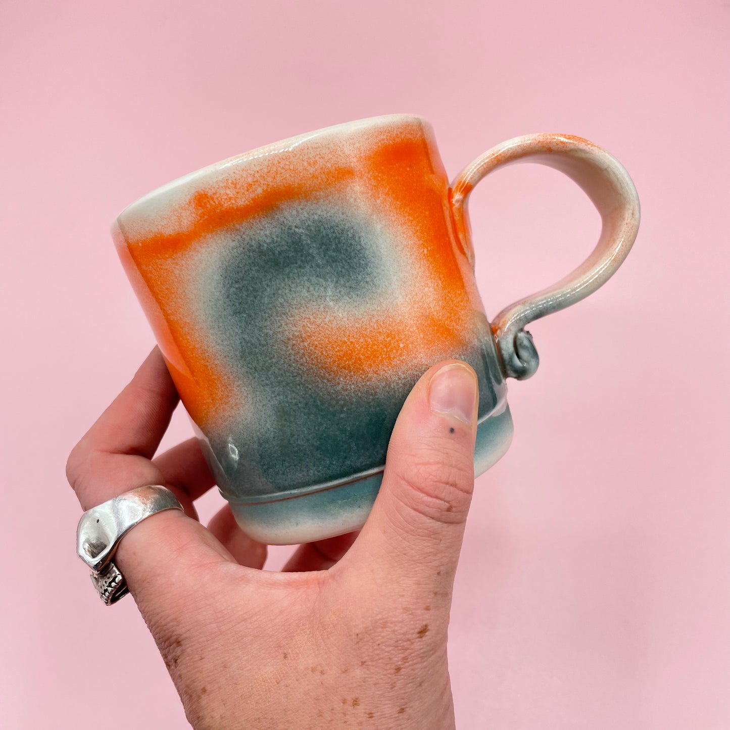 Orange & Grey Glazed Mug