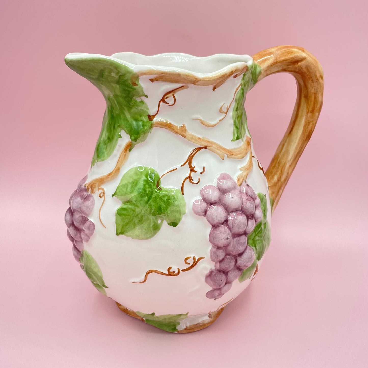 Grape Design Textured Ceramic Jug