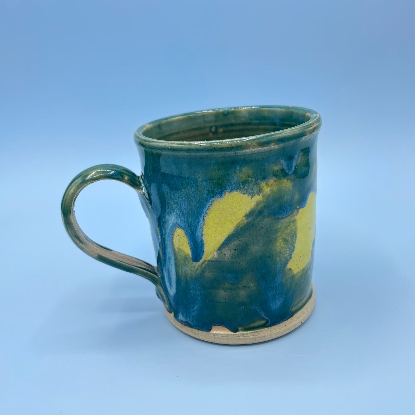 Blue Yellow Drip Glaze Mug