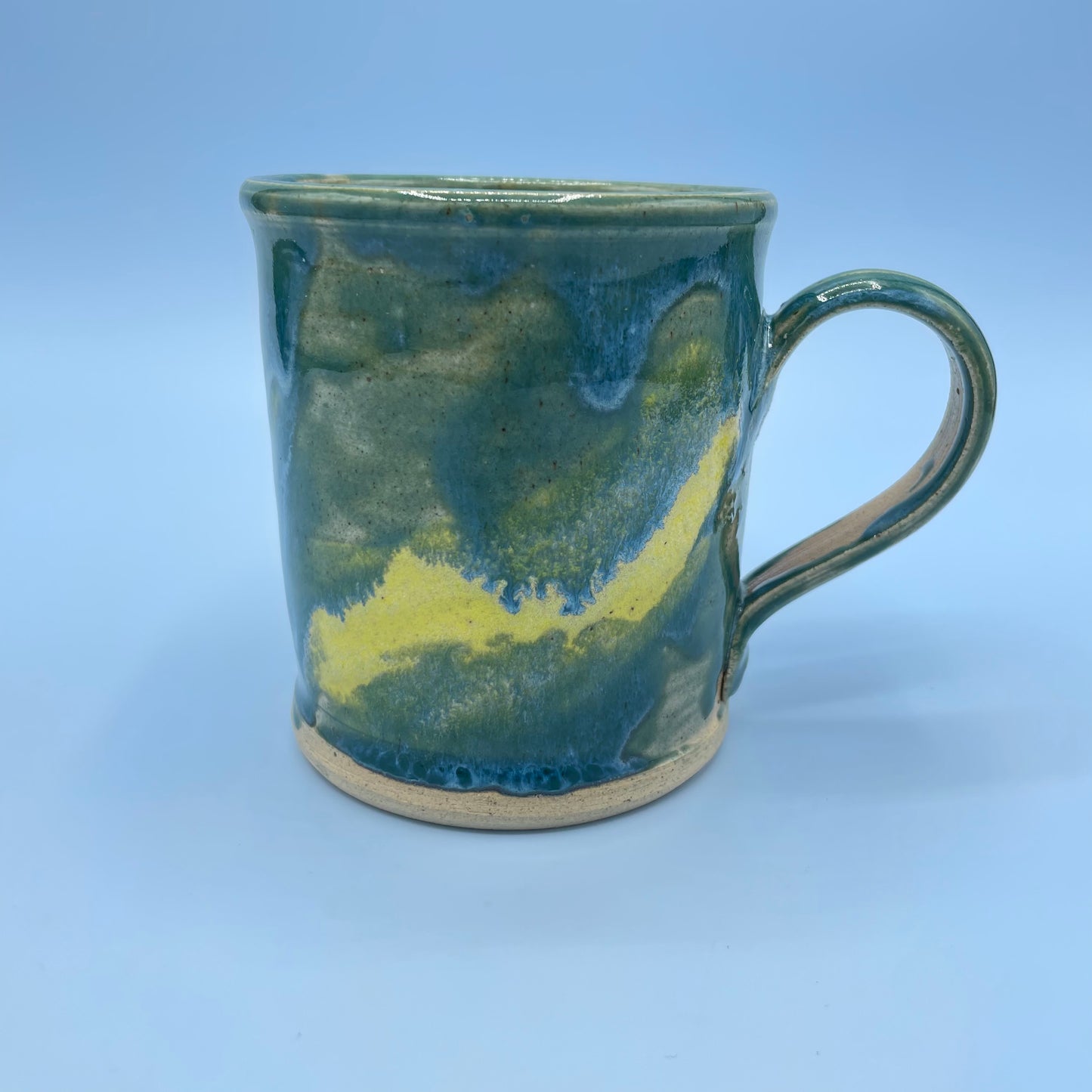 Blue Yellow Drip Glaze Mug