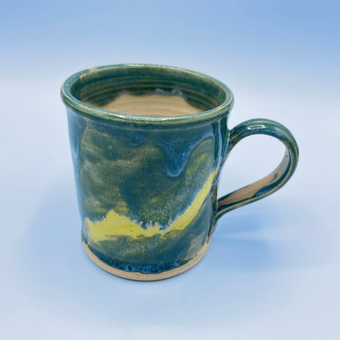 Blue Yellow Drip Glaze Mug