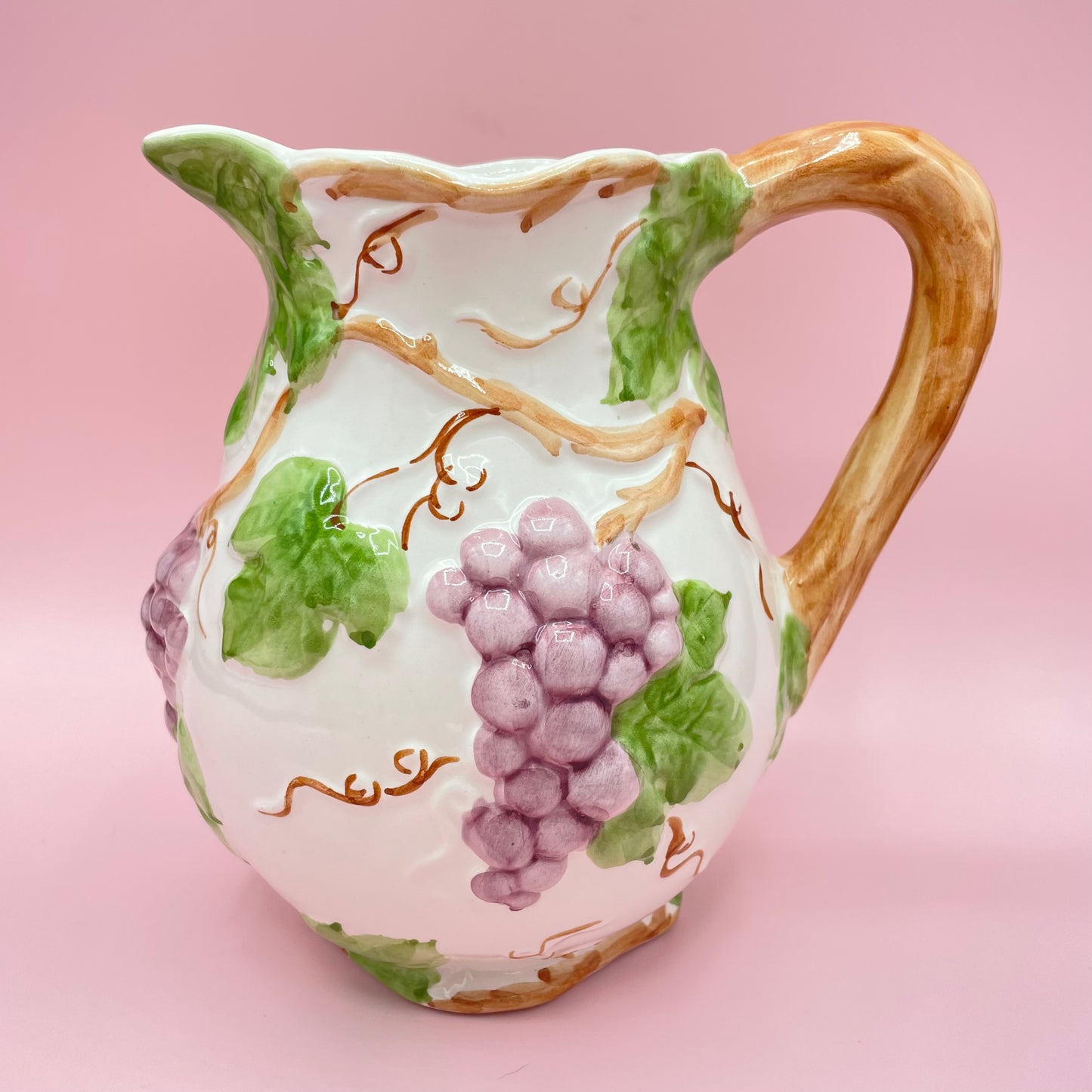 Grape Design Textured Ceramic Jug