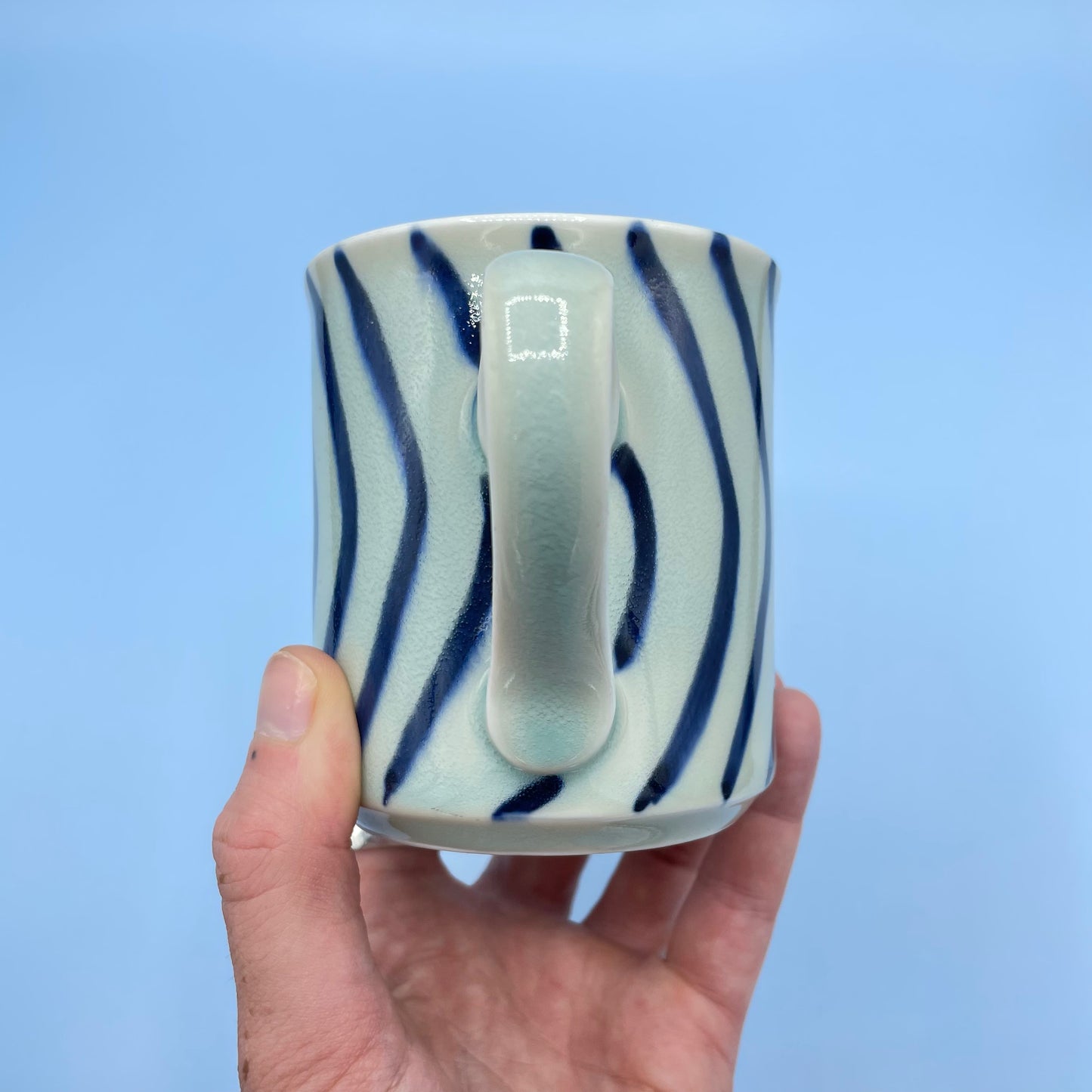 Vintage Cream & Blue Stripe Mug