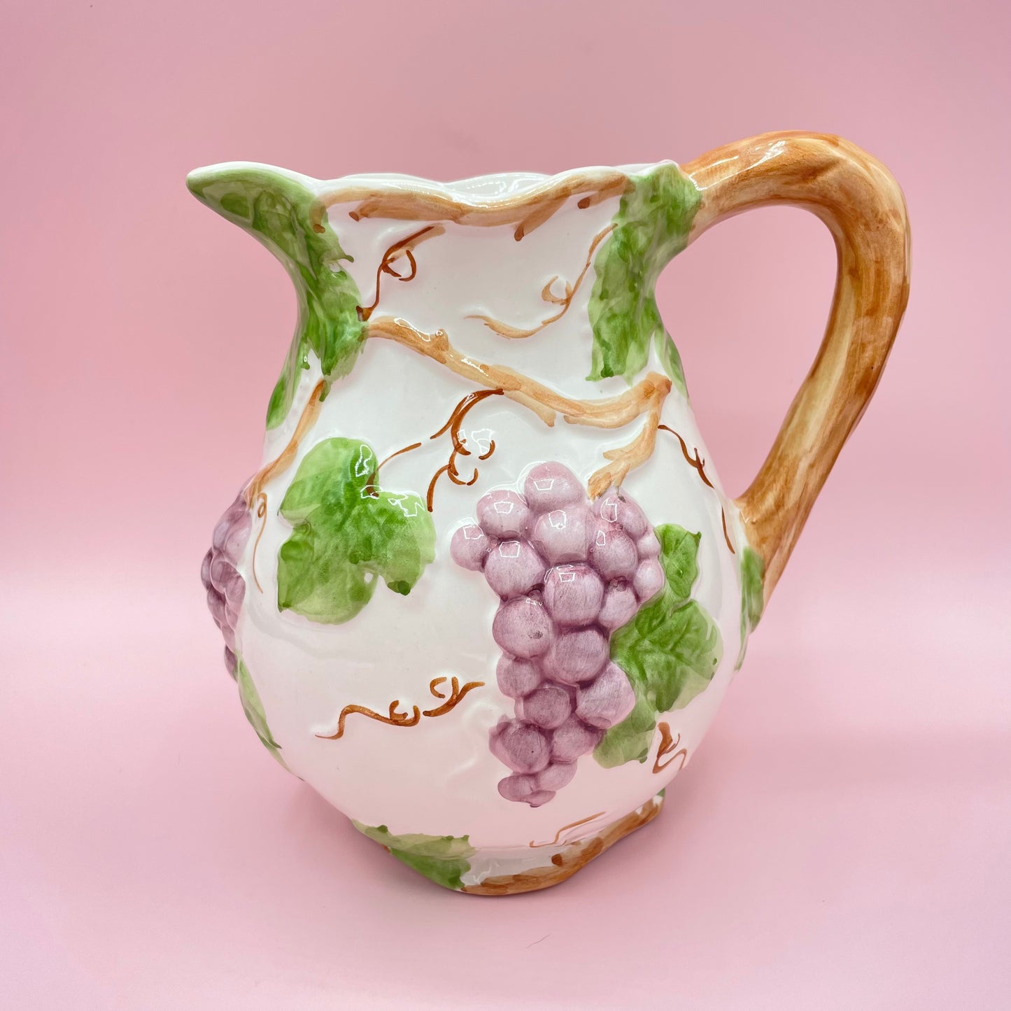 Grape Design Textured Ceramic Jug