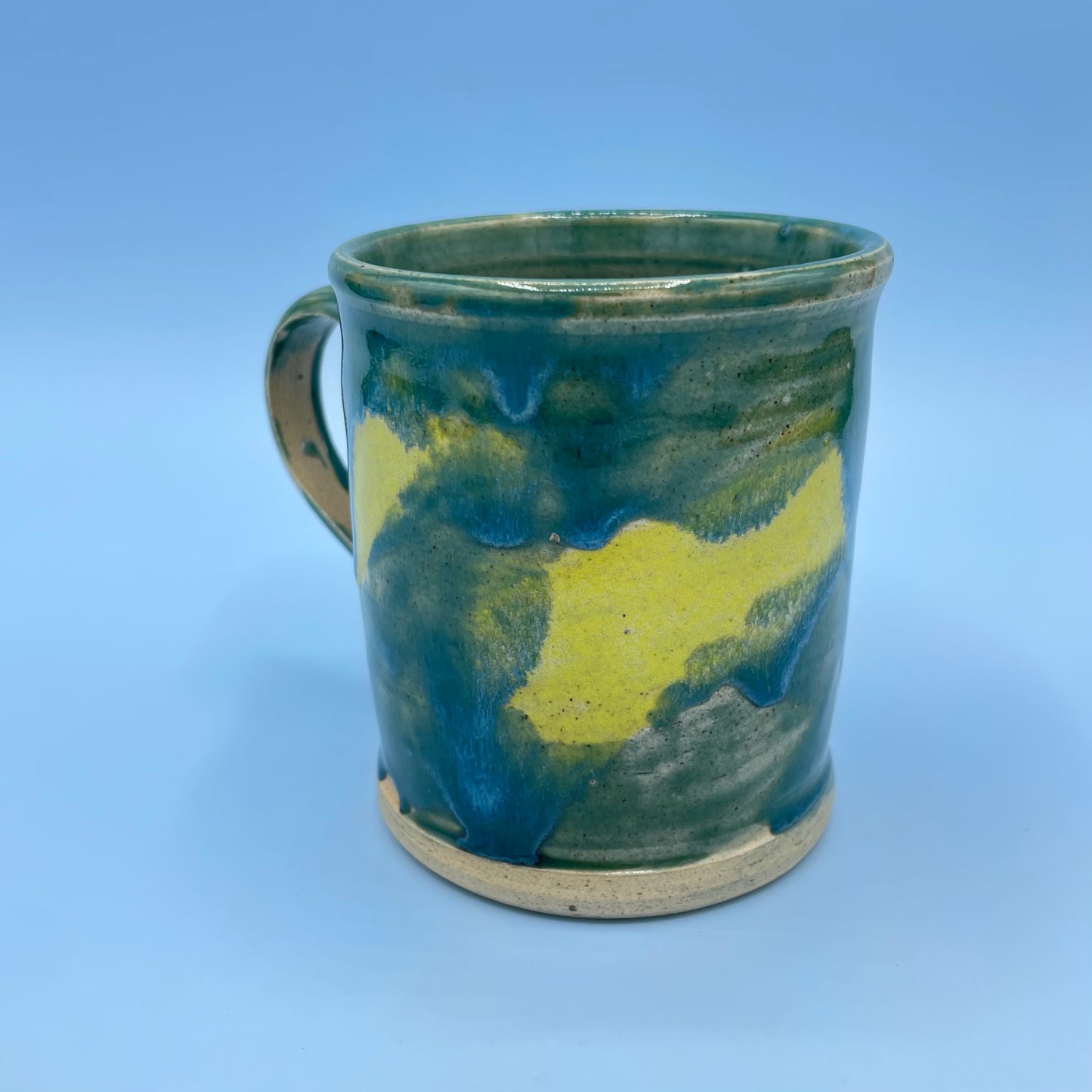 Blue Yellow Drip Glaze Mug