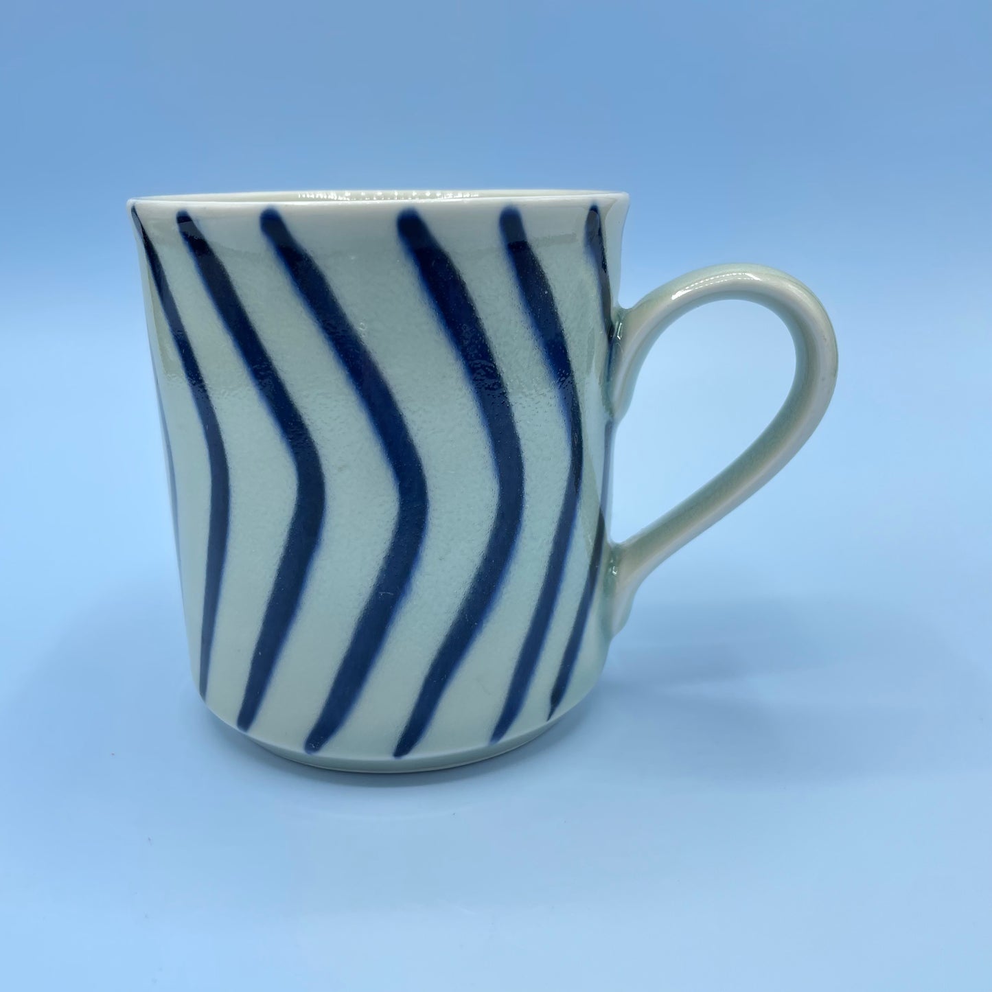 Vintage Cream & Blue Stripe Mug