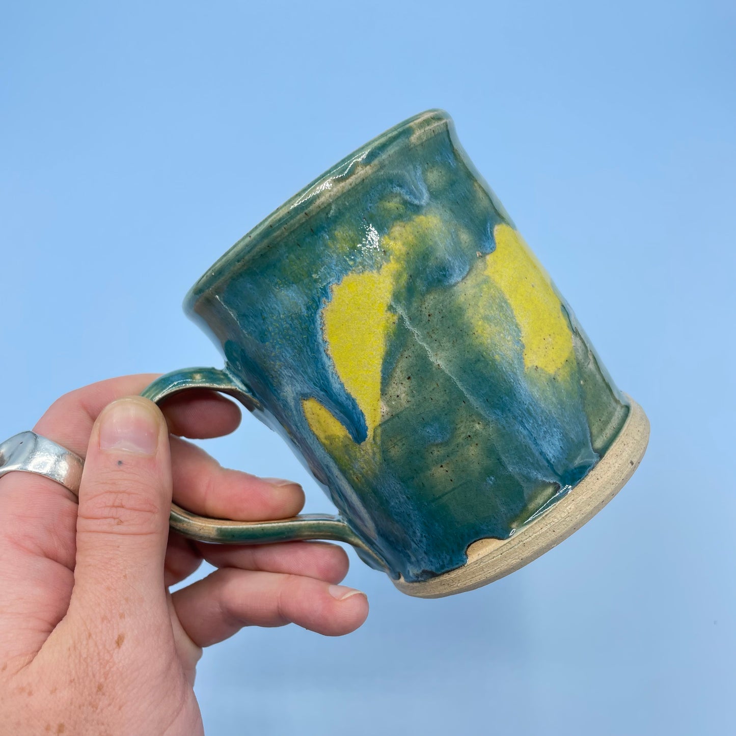 Blue Yellow Drip Glaze Mug