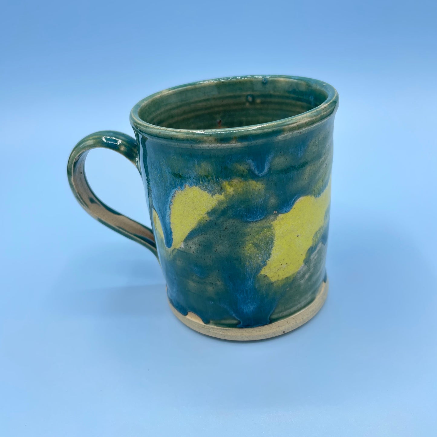 Blue Yellow Drip Glaze Mug