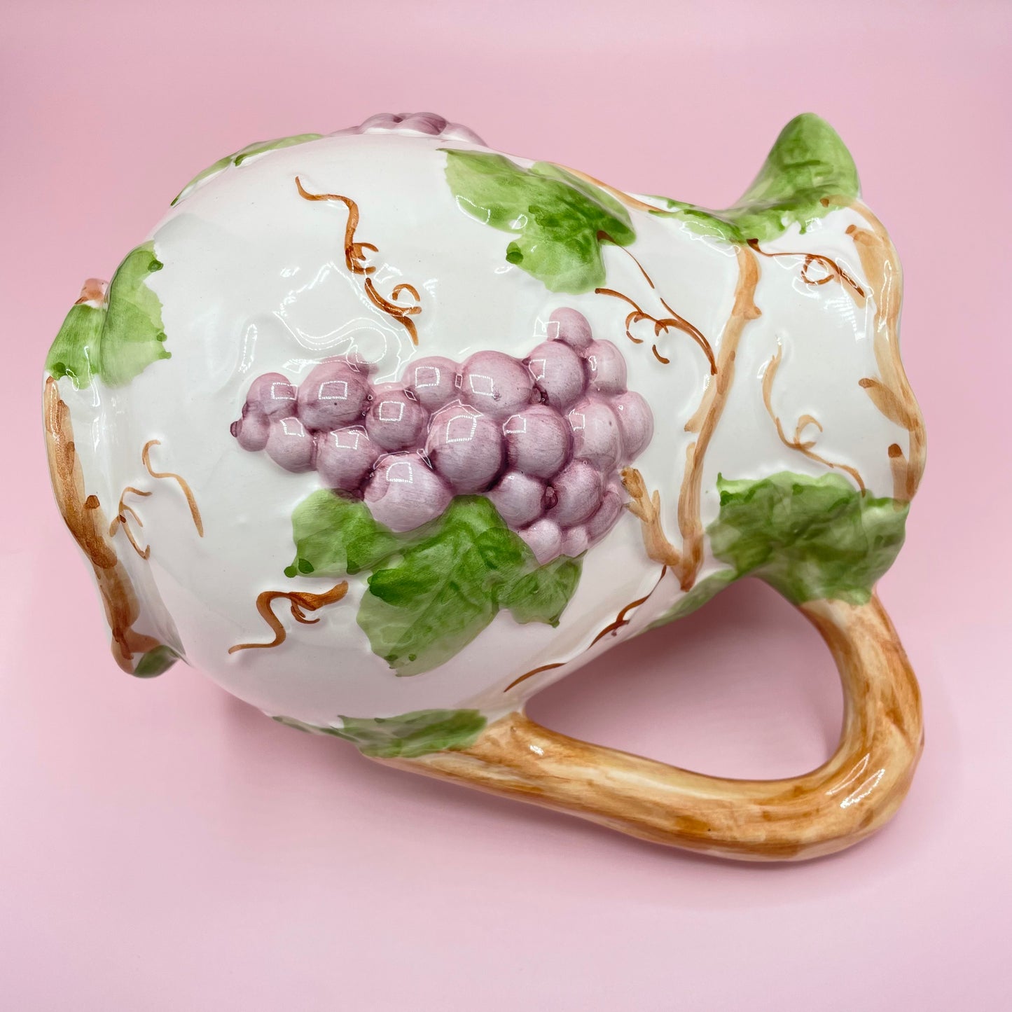 Grape Design Textured Ceramic Jug