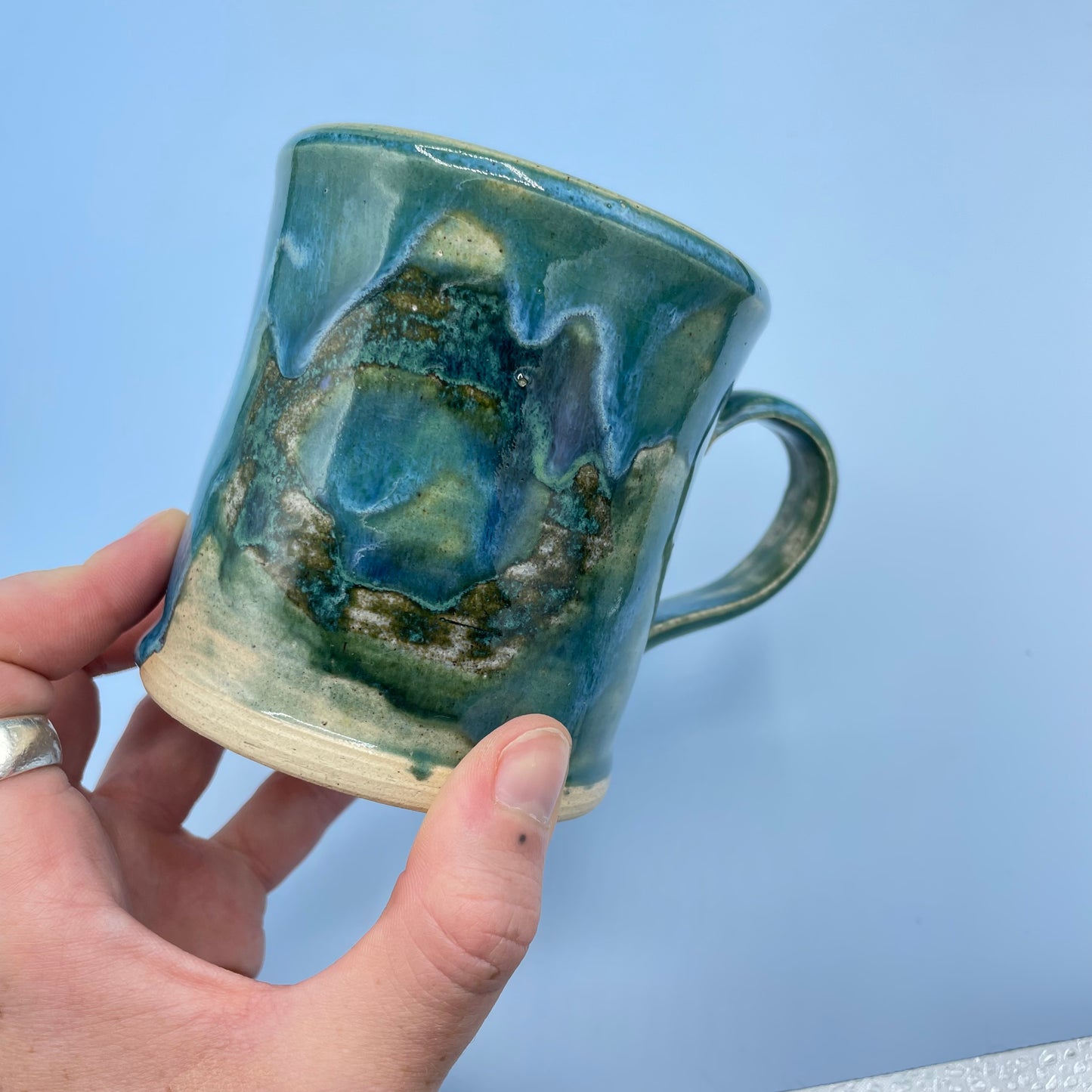 Green & Blue Drip Glaze Mug