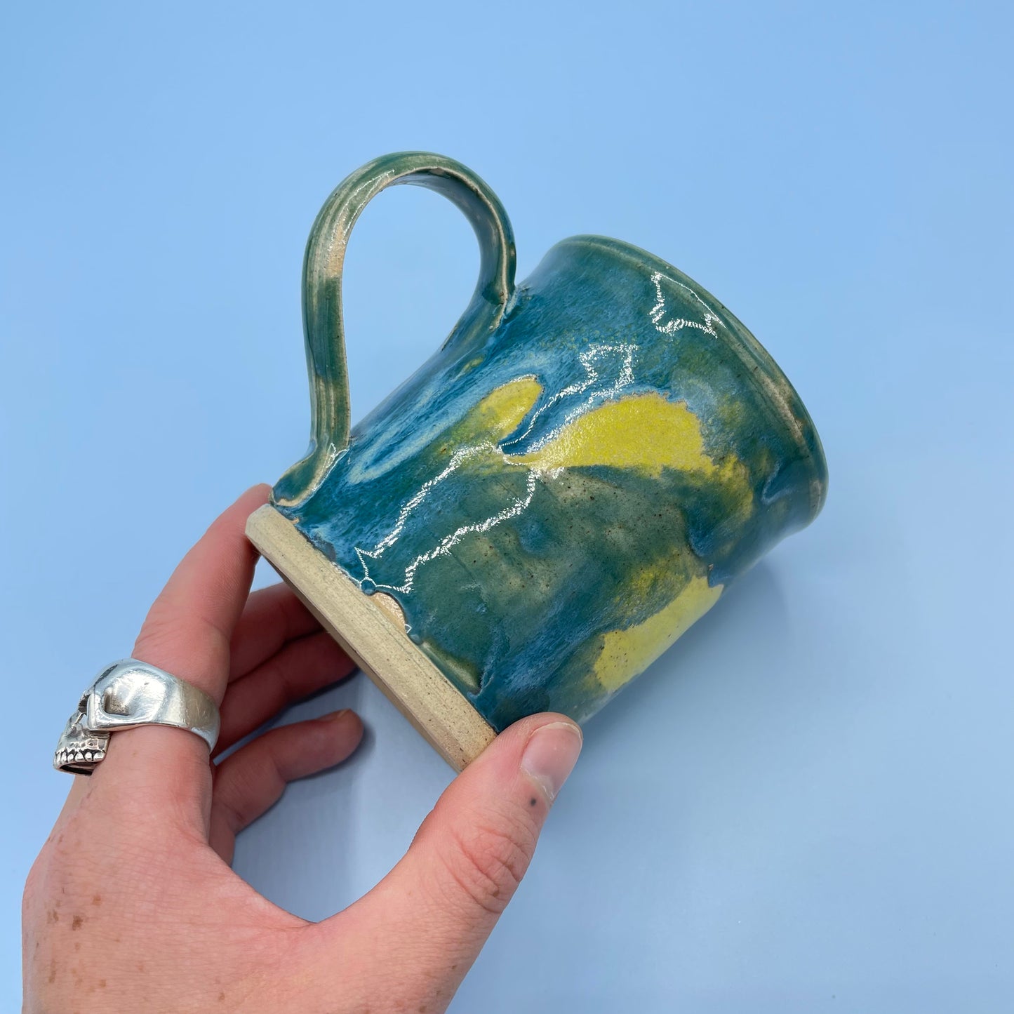 Blue Yellow Drip Glaze Mug