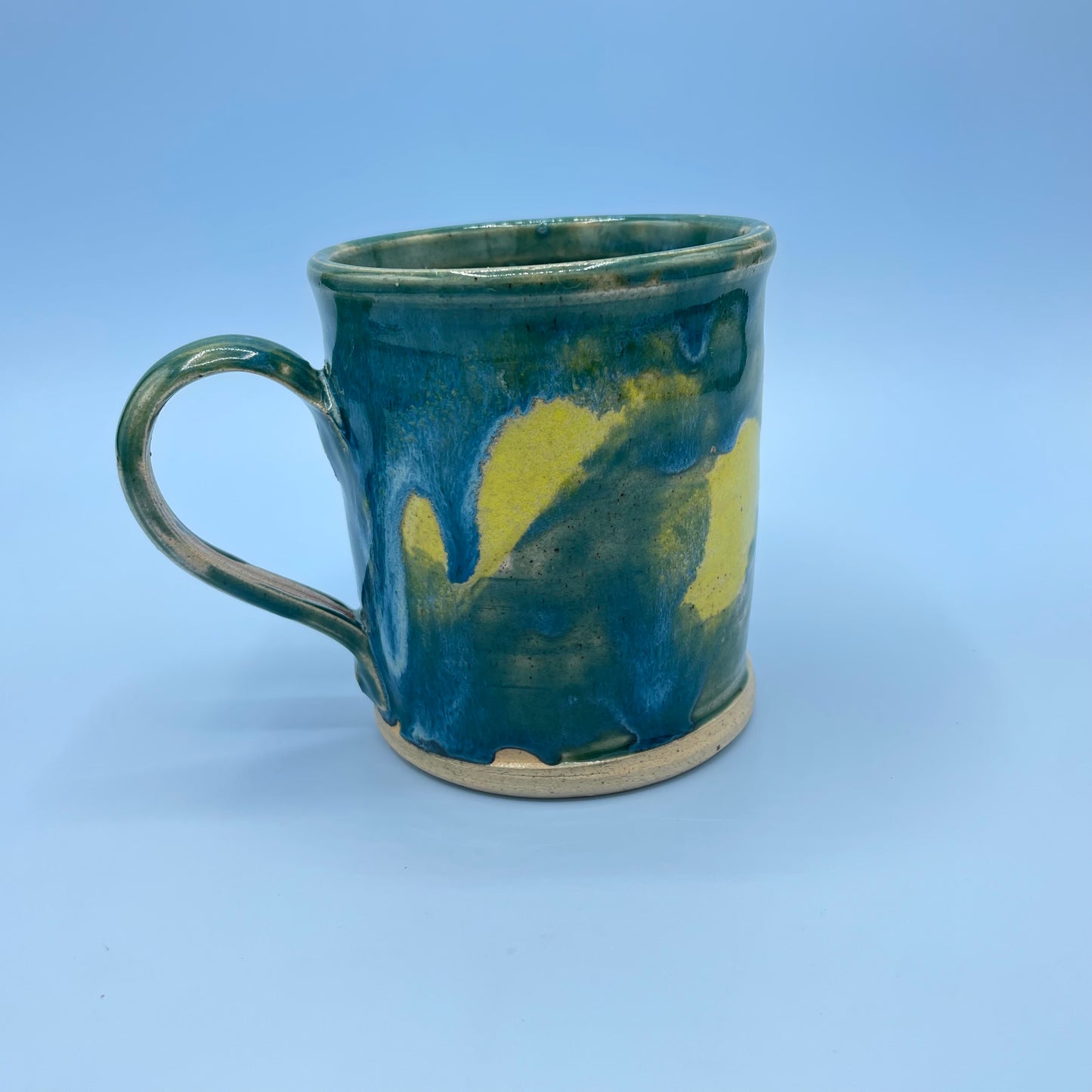 Blue Yellow Drip Glaze Mug