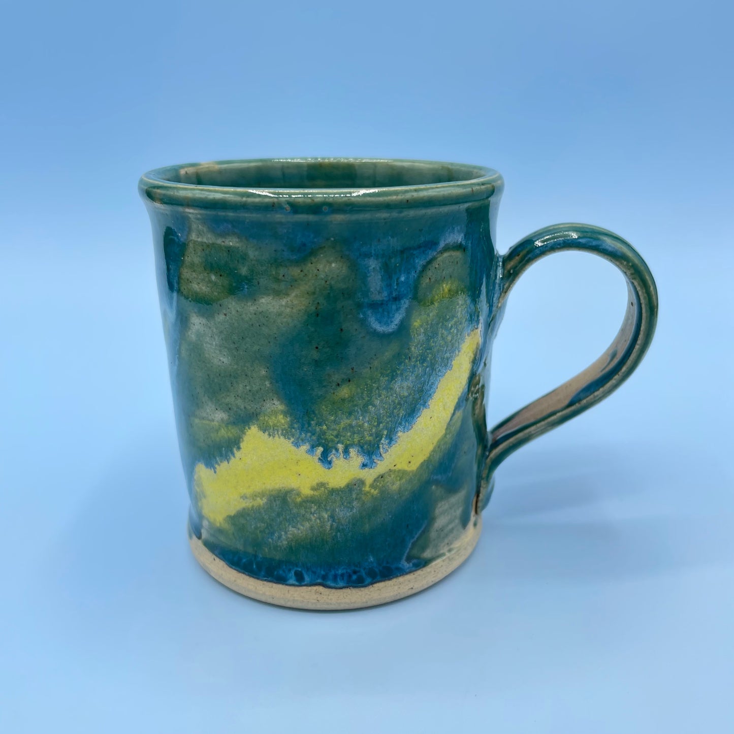 Blue Yellow Drip Glaze Mug