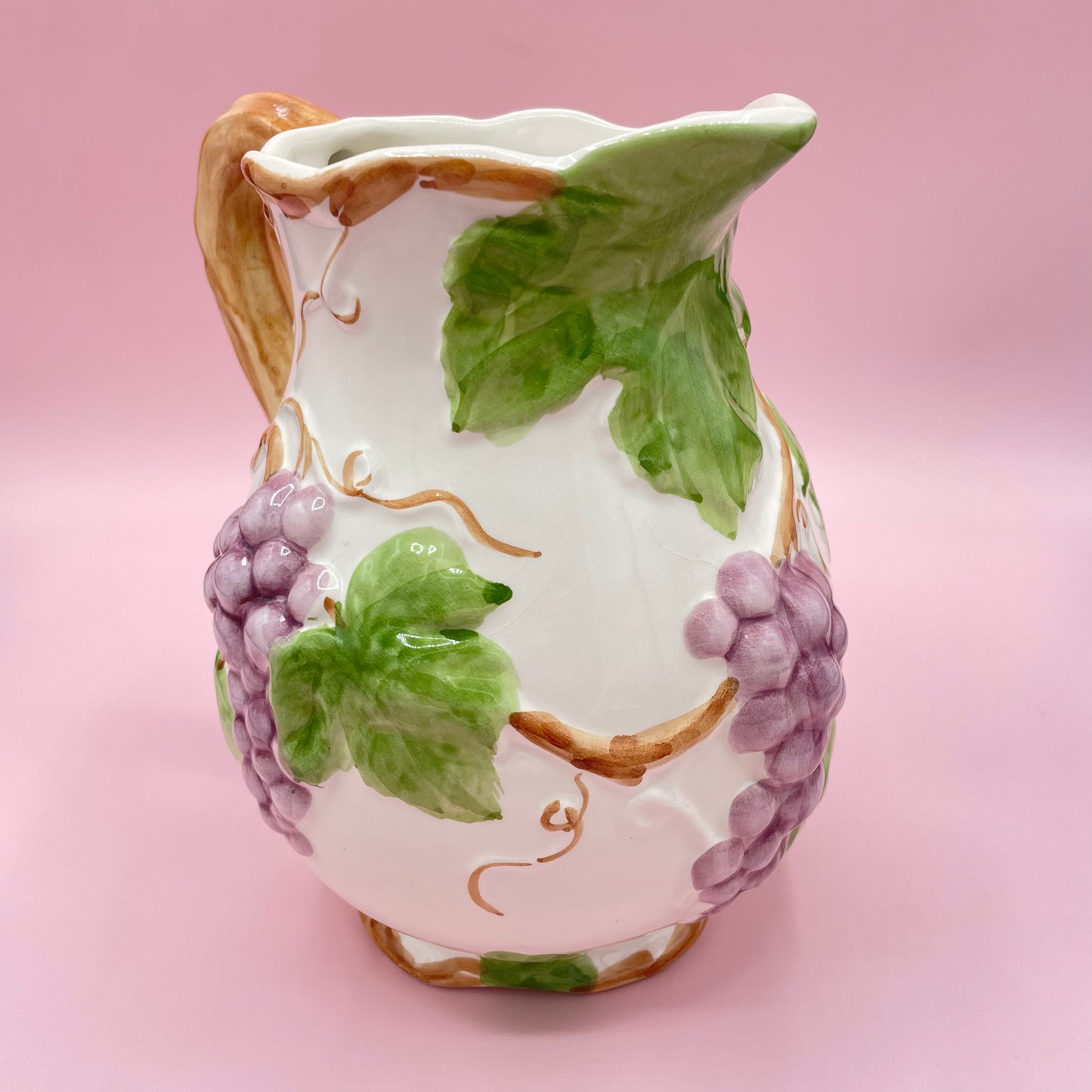 Grape Design Textured Ceramic Jug