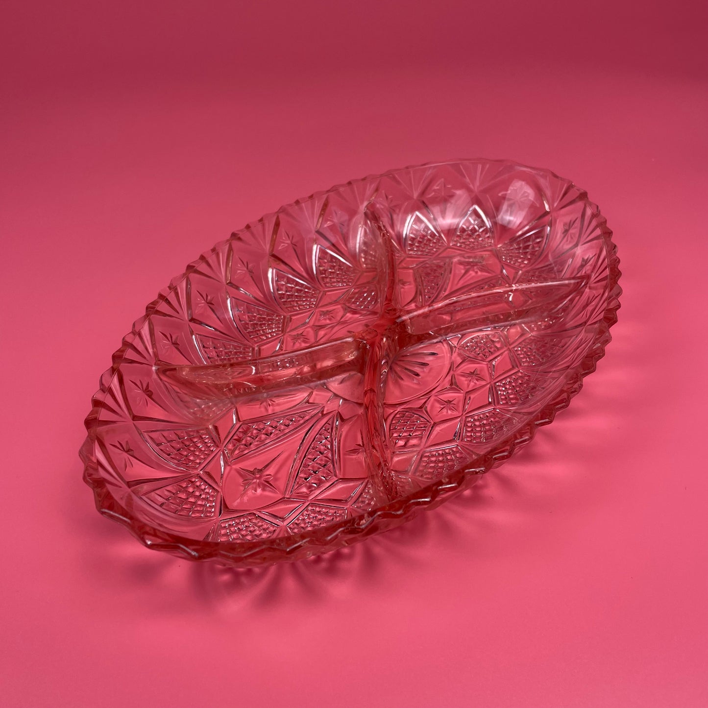 Pink Glass Nibbles Trinket Tray