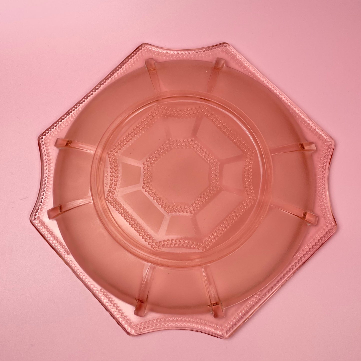 Pink Frosted Glass Plate