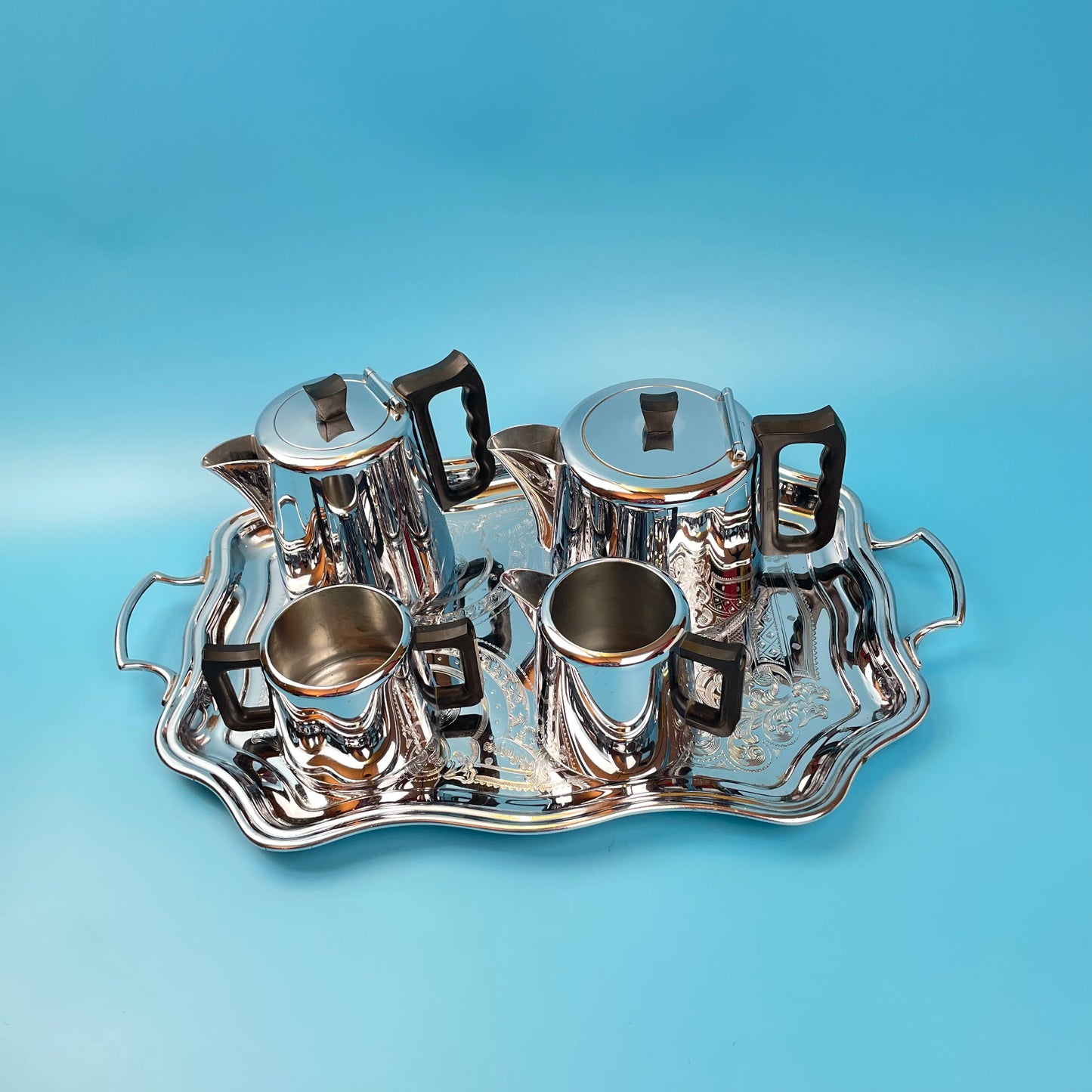 Swan Chrome Tea Set & Tray