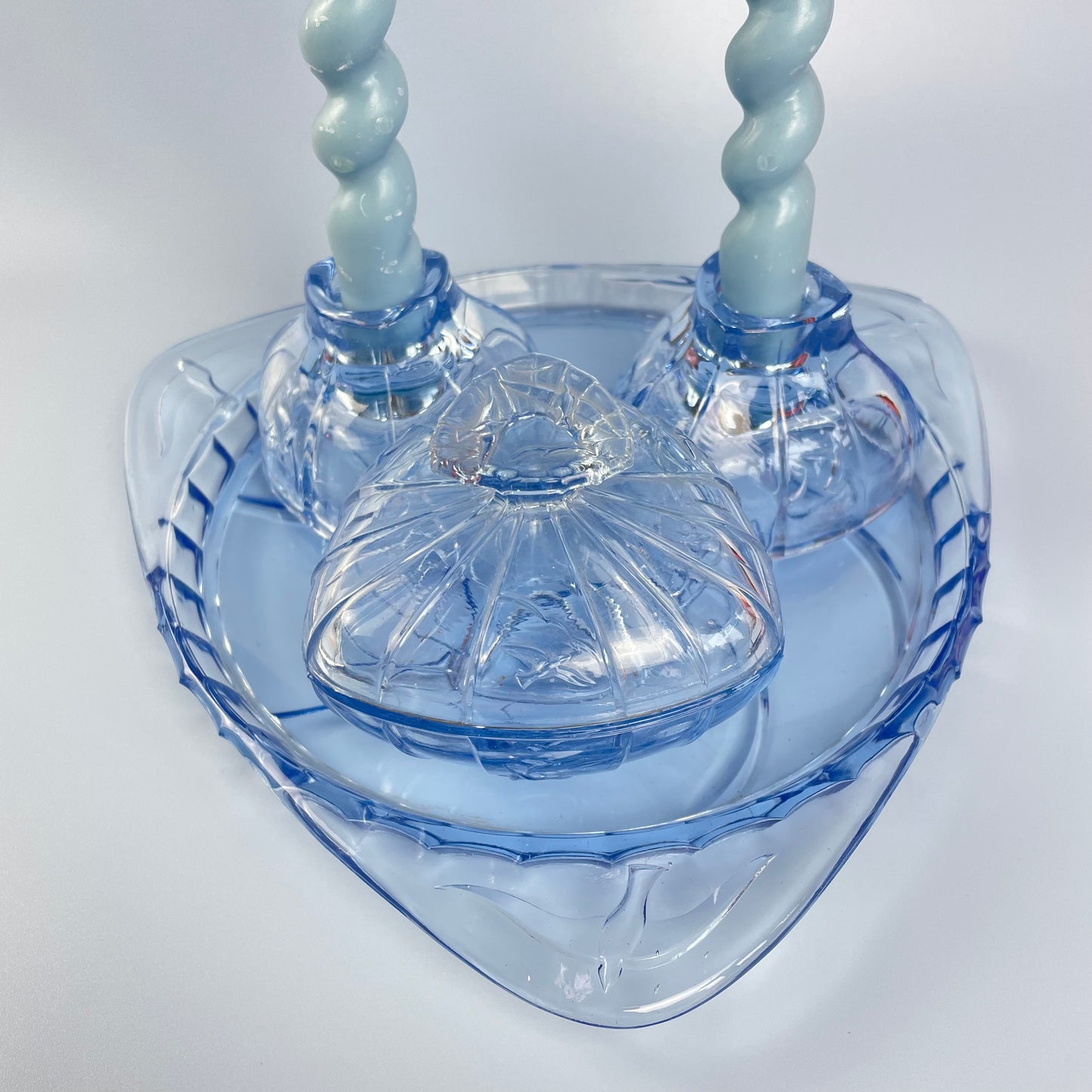 Blue Glass Dressing Table Set