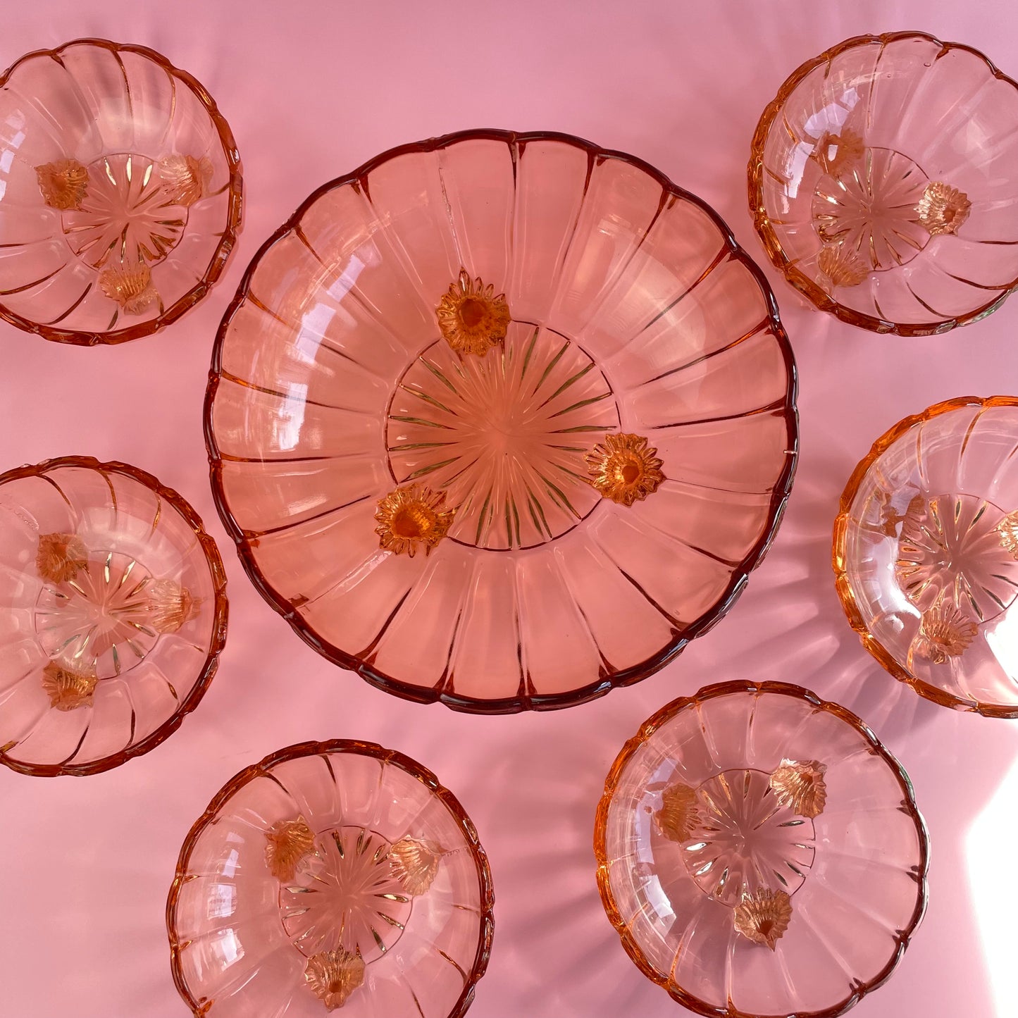 Rose Pink Trifle Bowls With Feet