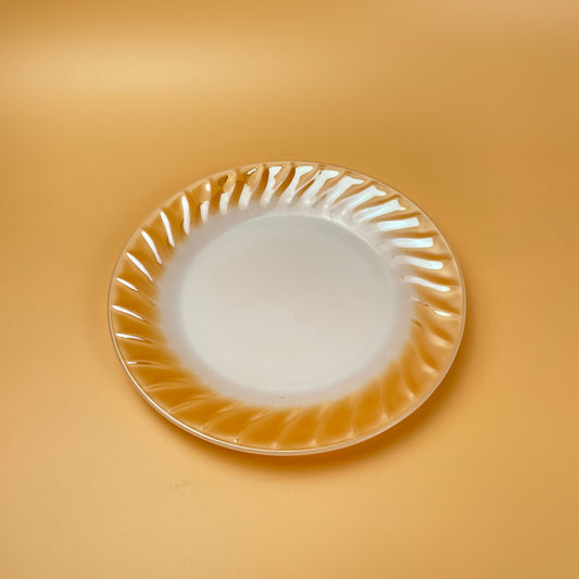 Fire King Grill Peach & White Lustre Milk Glass Side Plate (Pair)