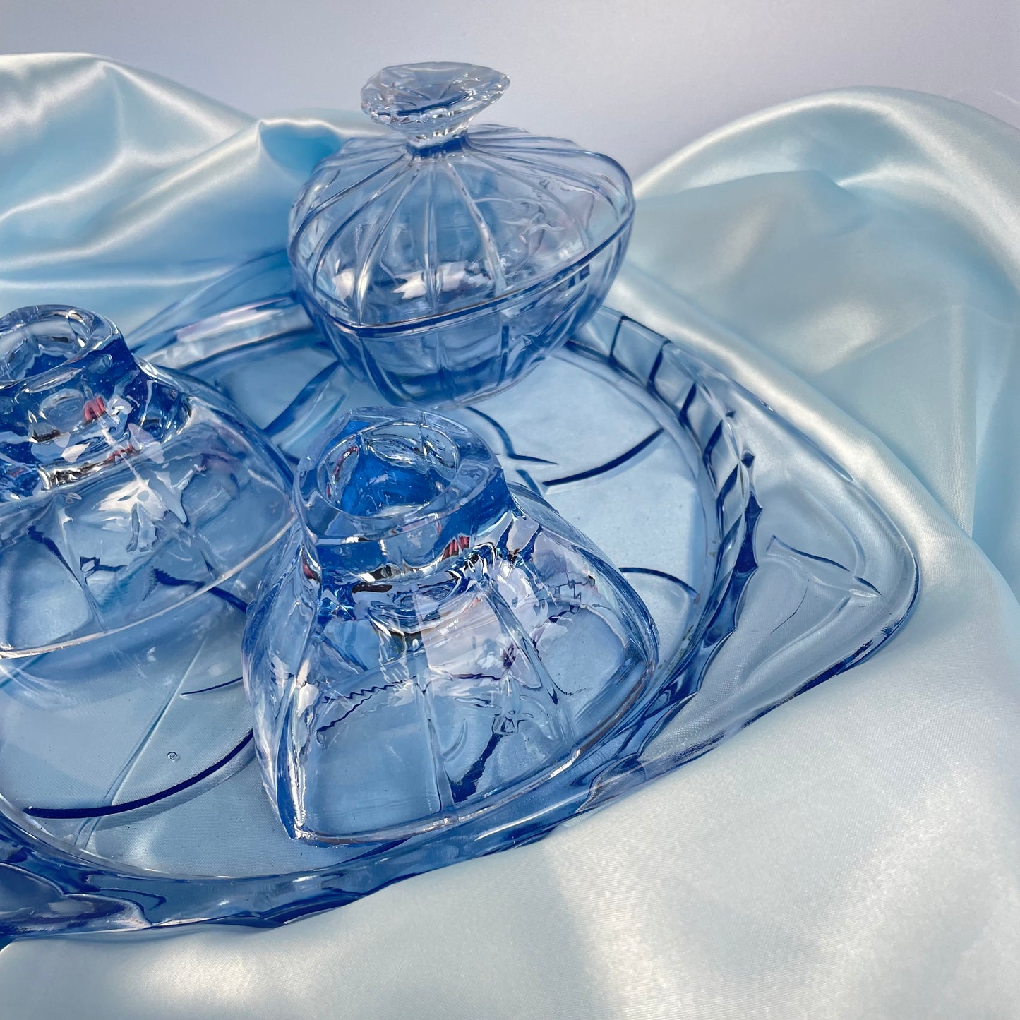 Blue Glass Dressing Table Set