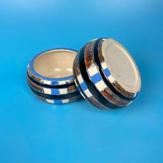 Ceramic Bowls Blue, Cream, Brown & Black Glaze