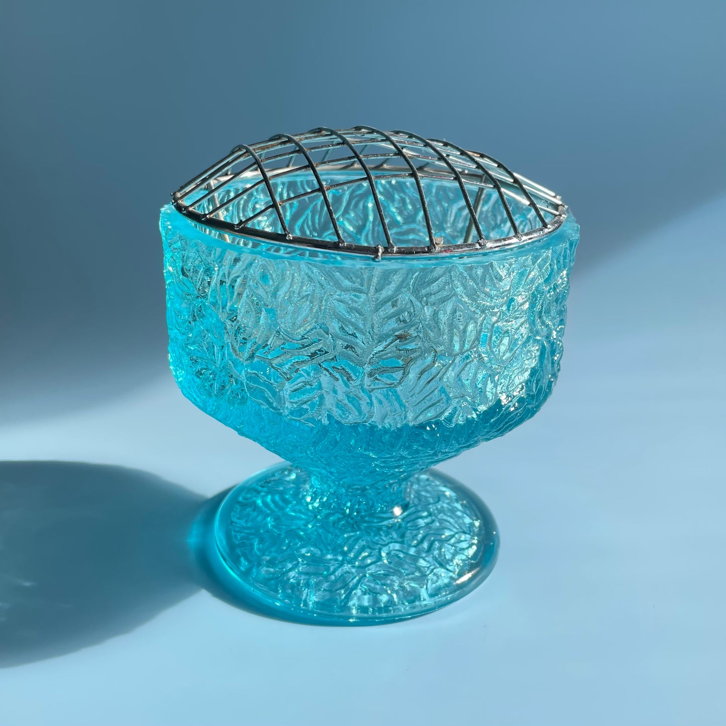 Blue Glass Rose Bowl