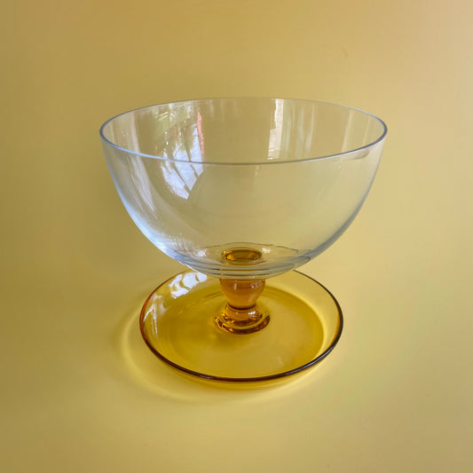 Vintage Sundae Glasses With Amber Drip Tray (Pair)