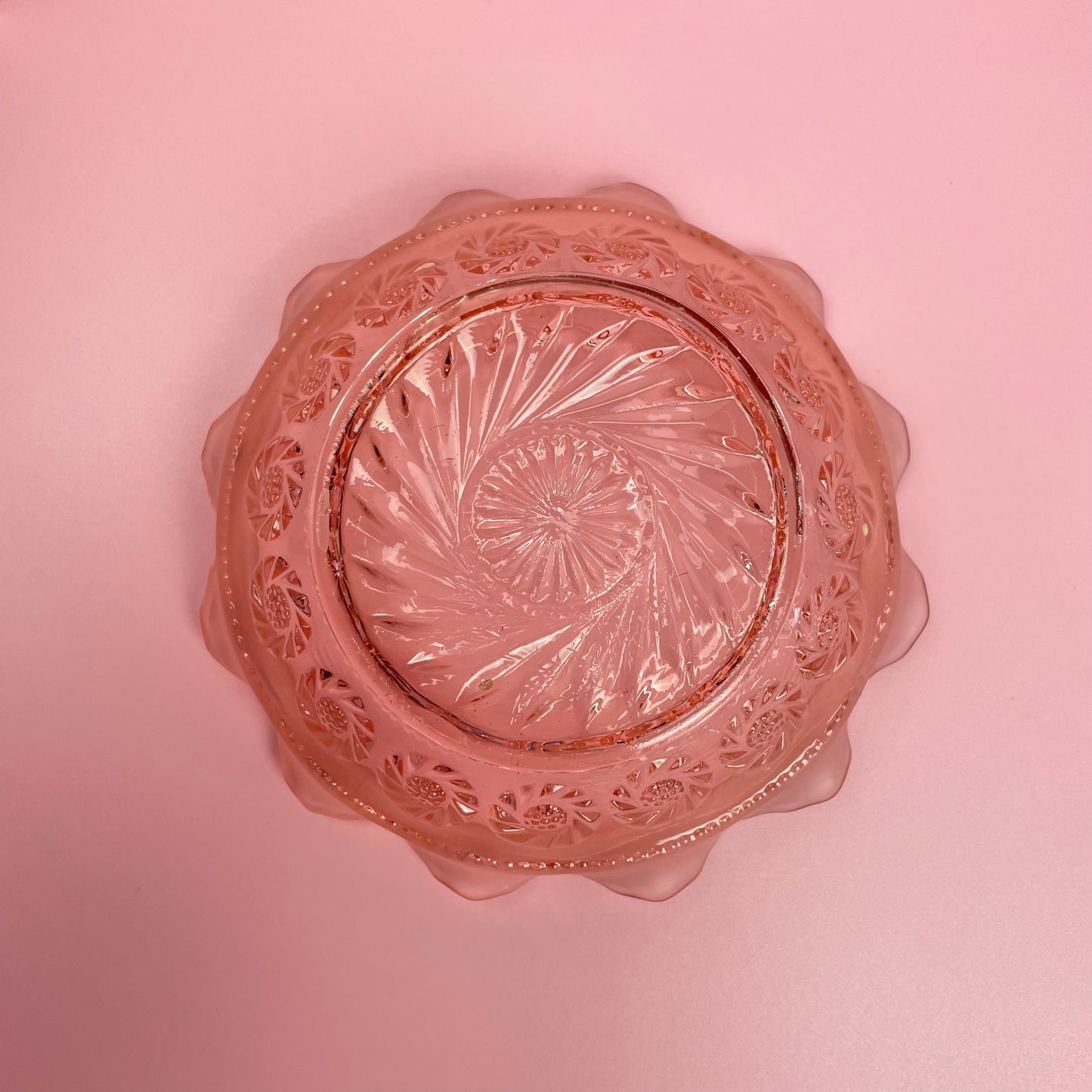 Pink Slumped Vintage Glass Bowls x 3