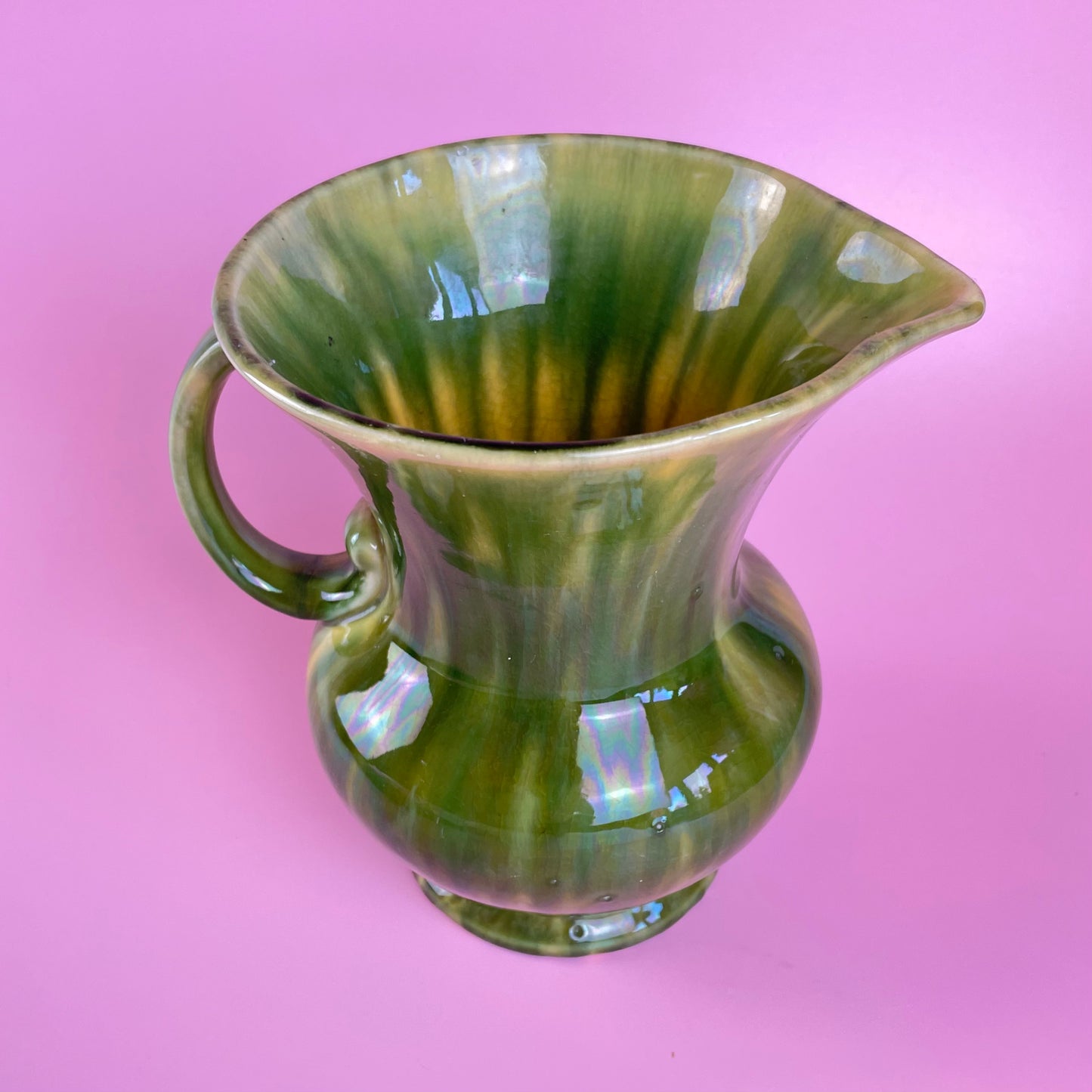 Green Yellow Drip Glaze Ceramic Jug