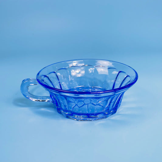 Blue Glass Tea Cup Flower Design