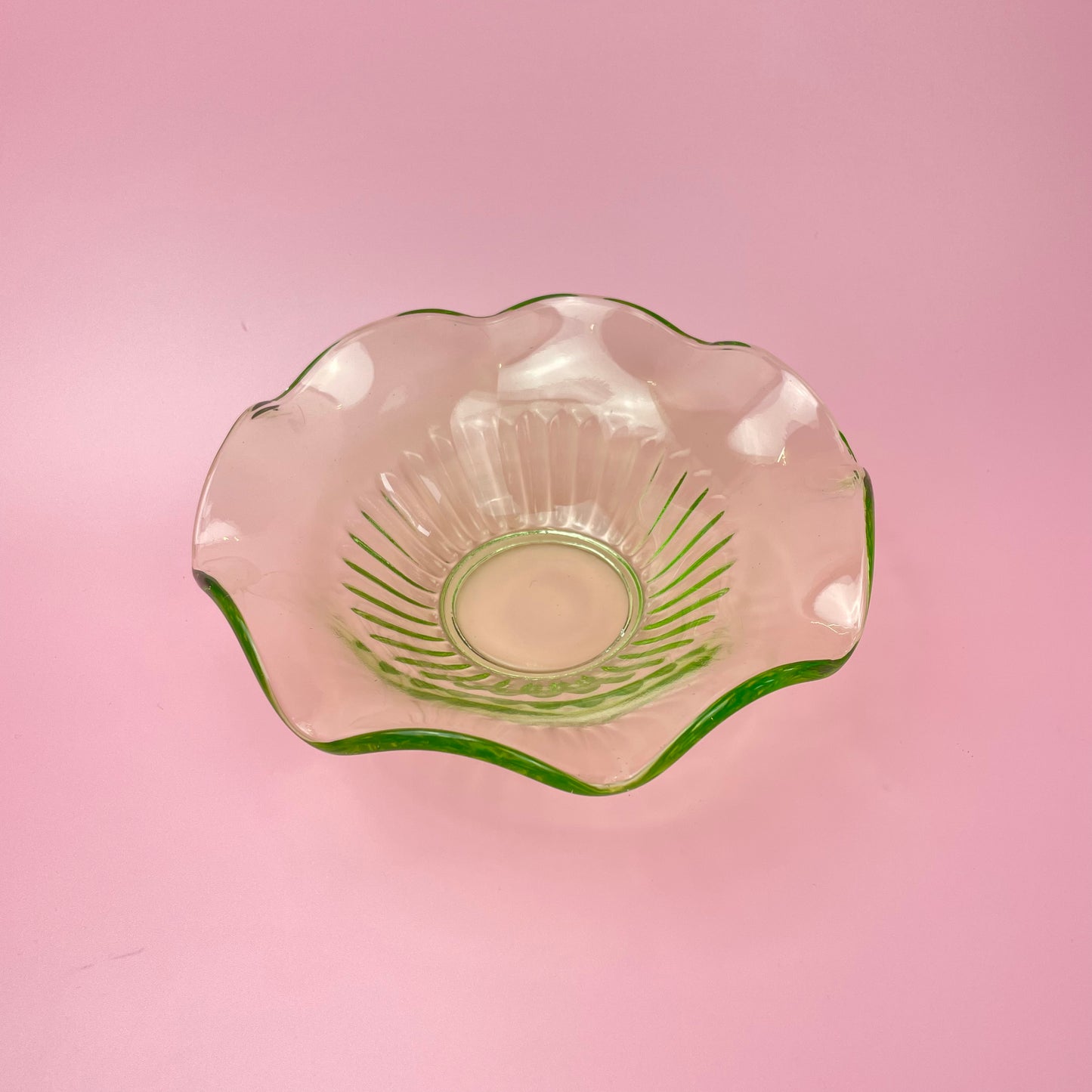 Slumped Bright Green Glass Bowl