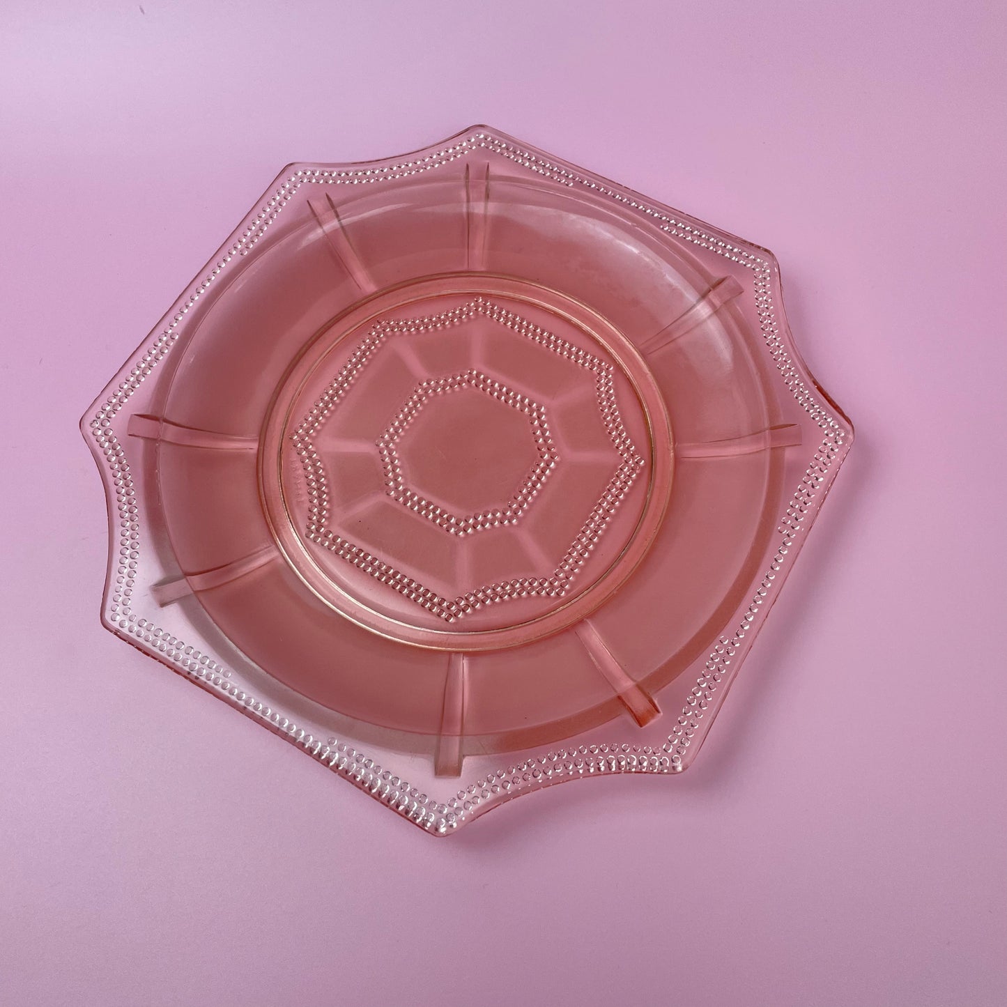 Pink Frosted Glass Plate