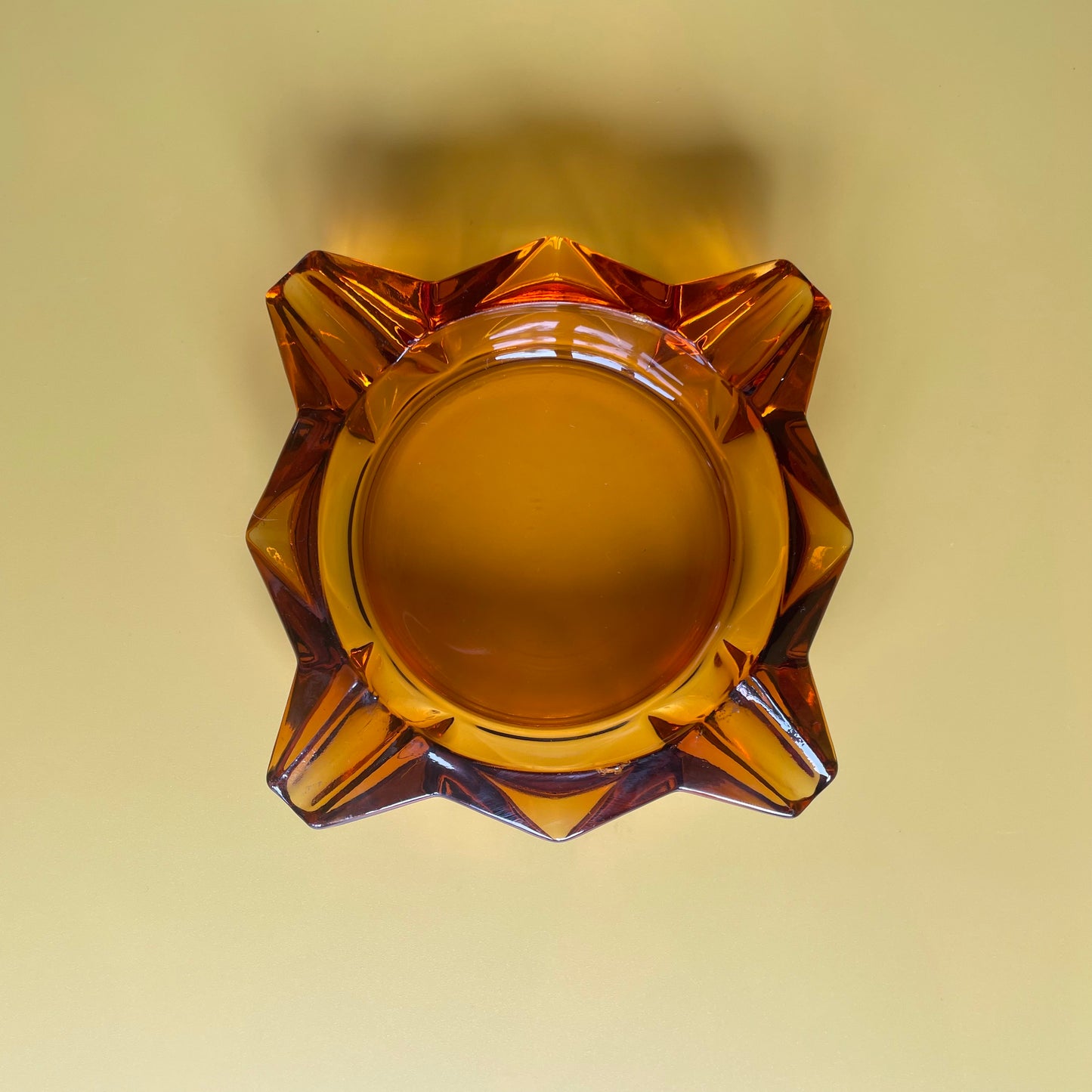 Vintage French Glass Ashtray Amber Glass