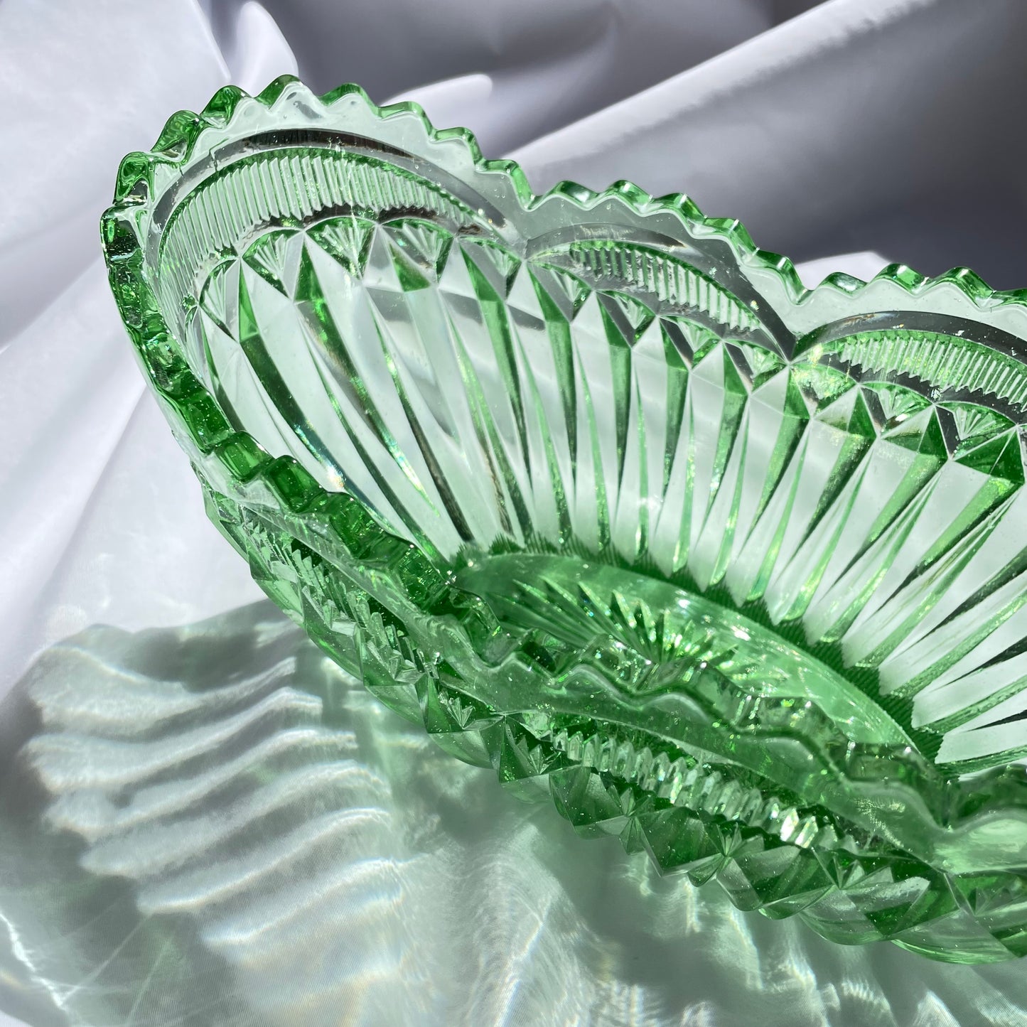 Large Vintage Green Glass Mantle Bowl