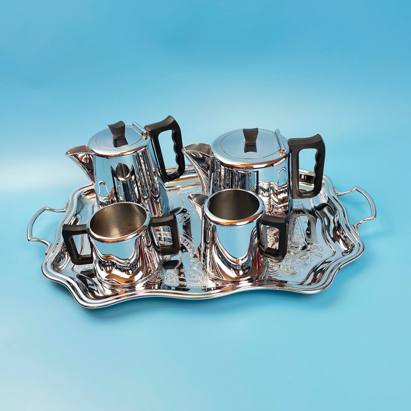 Swan Chrome Tea Set & Tray