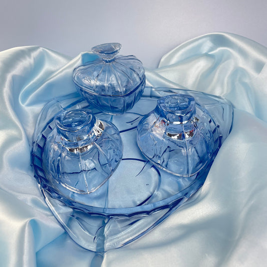 Blue Glass Dressing Table Set