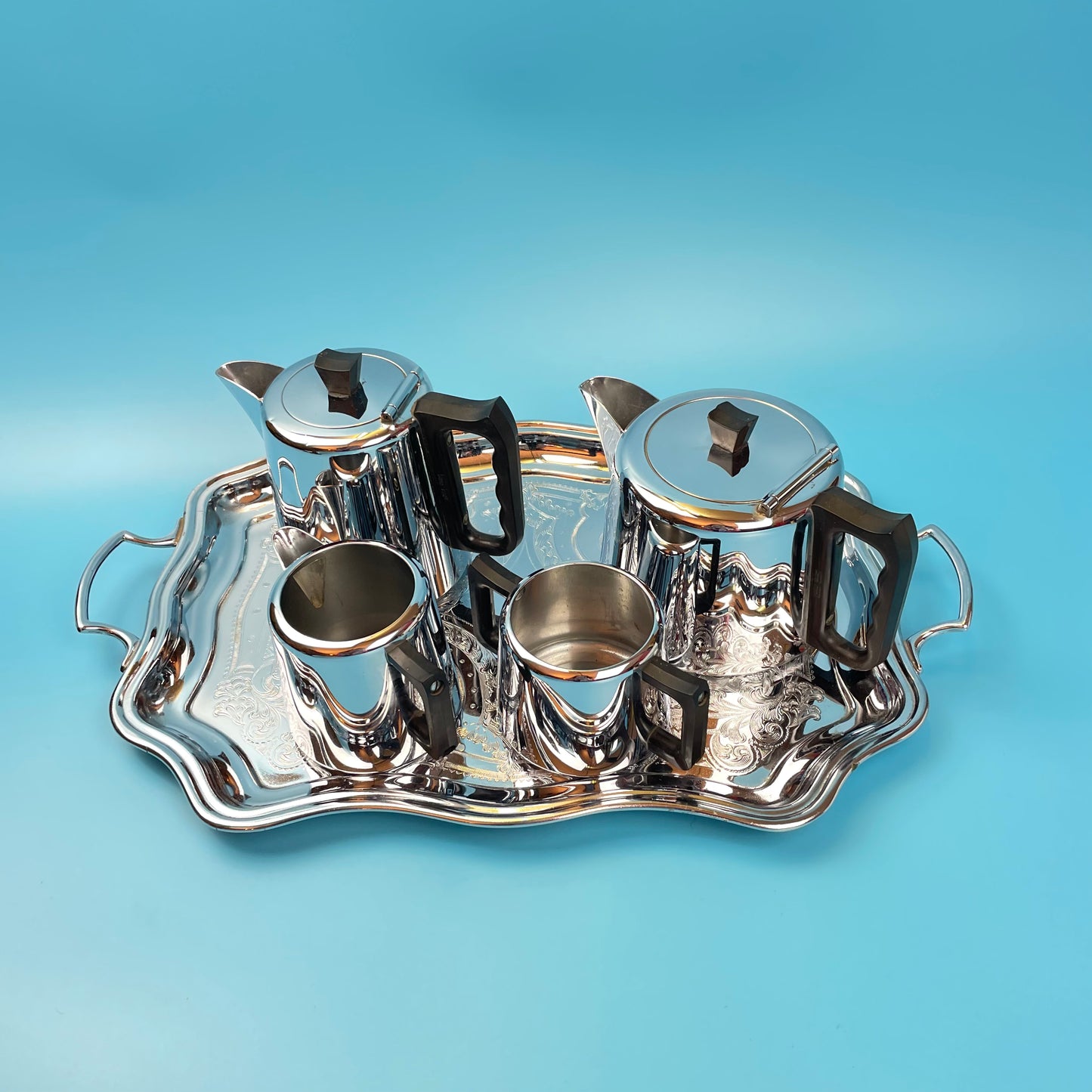 Swan Chrome Tea Set & Tray