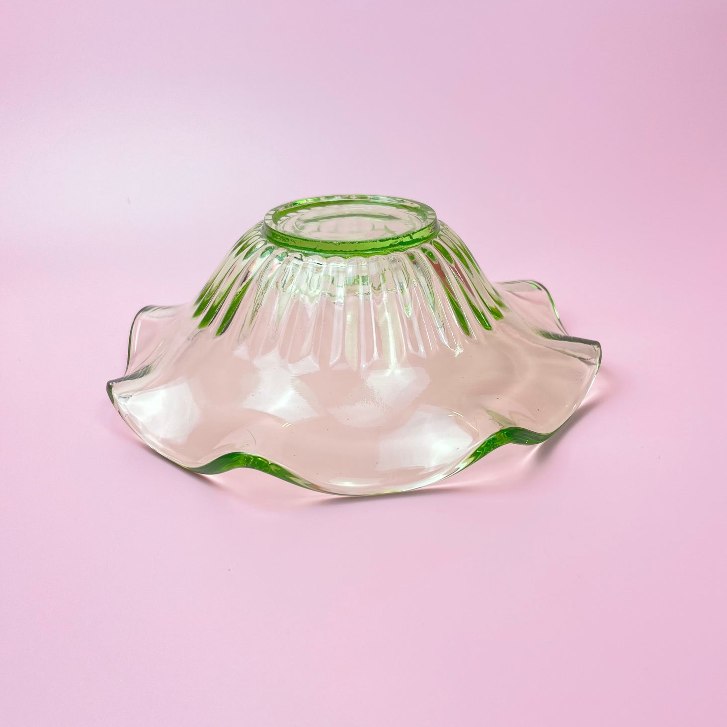 Slumped Bright Green Glass Bowl