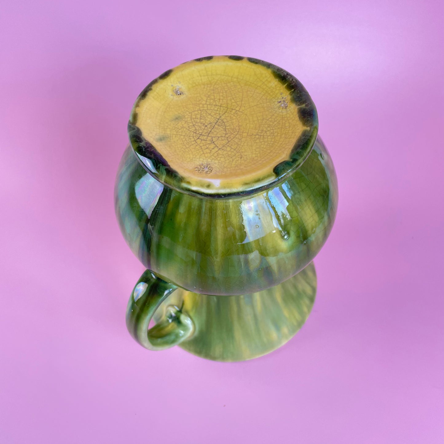 Green Yellow Drip Glaze Ceramic Jug