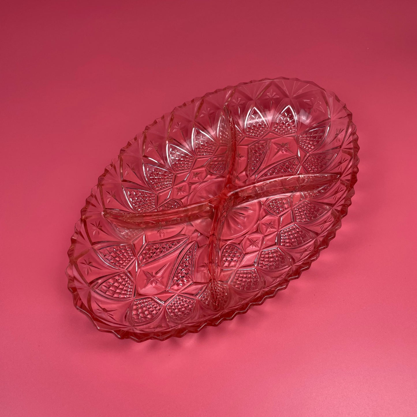 Pink Glass Nibbles Trinket Tray