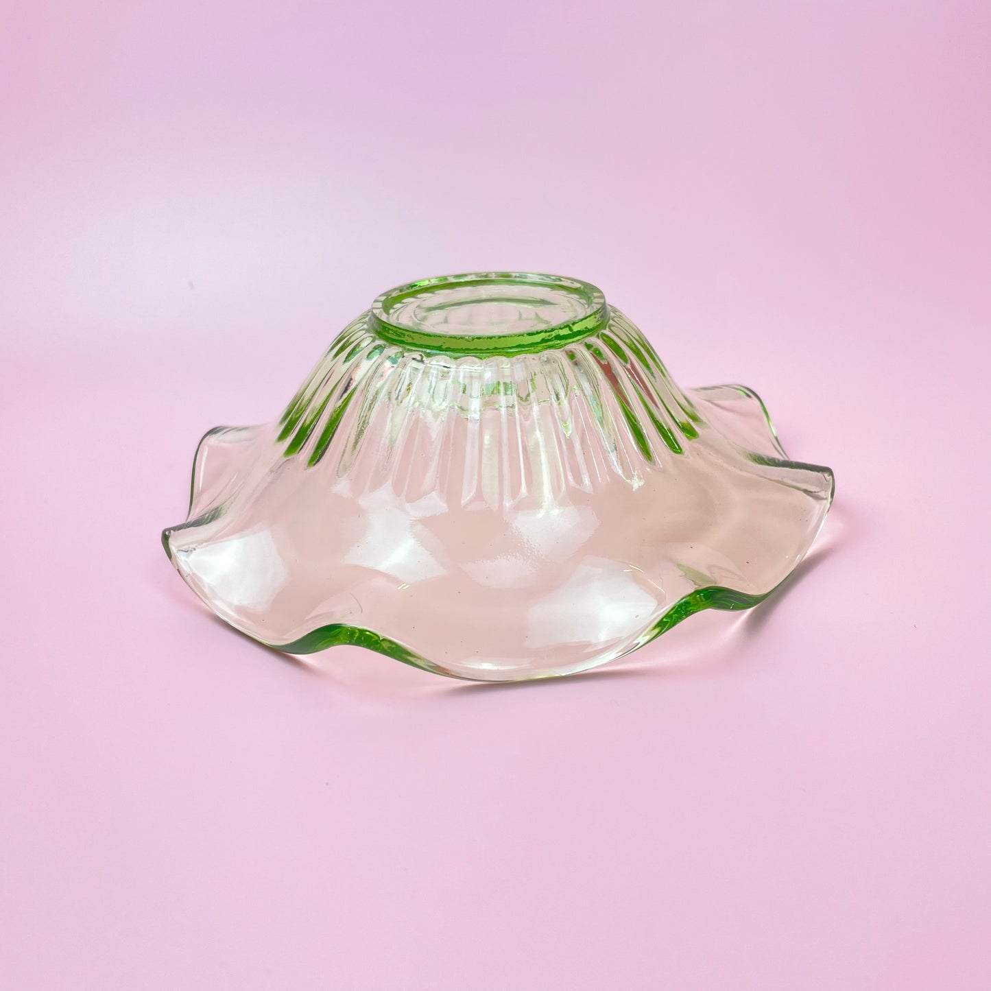 Slumped Bright Green Glass Bowl