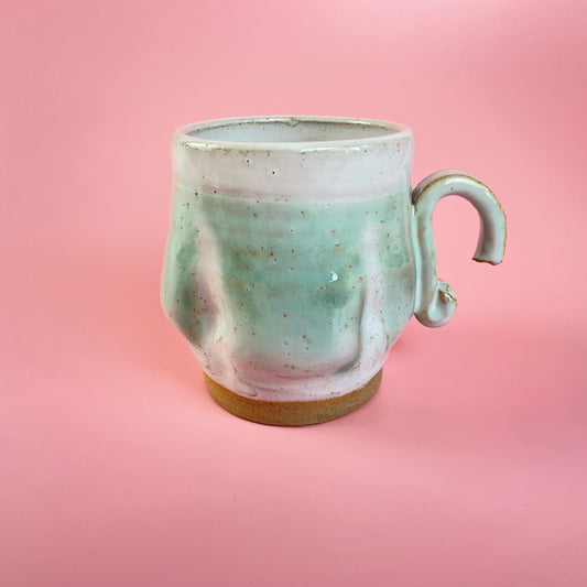 Glazed Green Earthenware Mugs x2