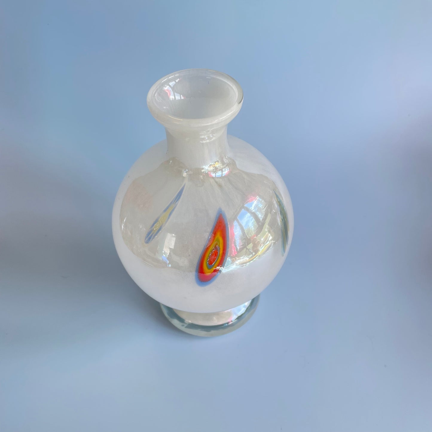 Off White Glass Vase Pearlescent Finish