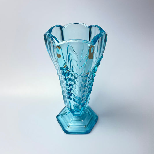 Bright Blue Art Deco Glass Vase