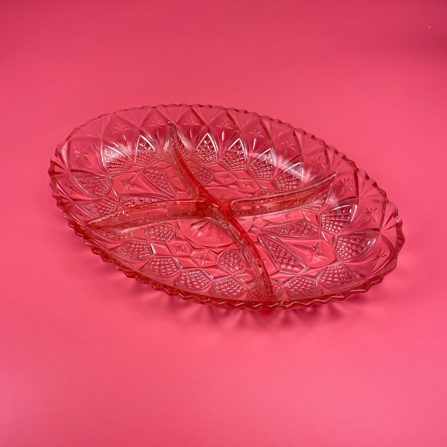 Pink Glass Nibbles Trinket Tray