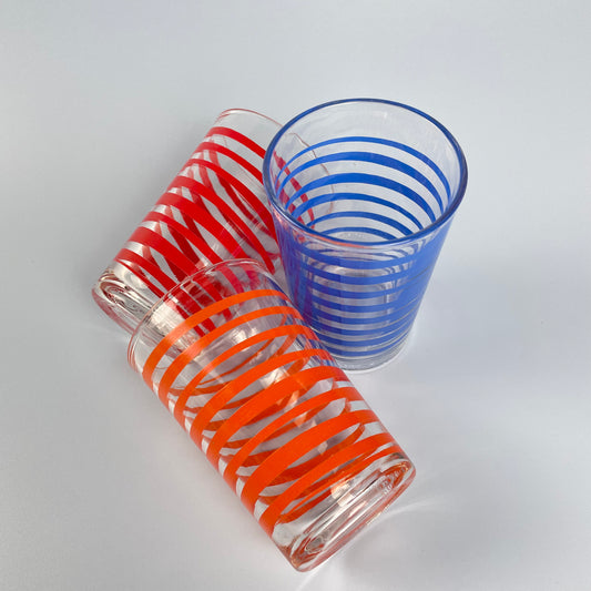 Mixed Colour Retro Striped Glasses x 3