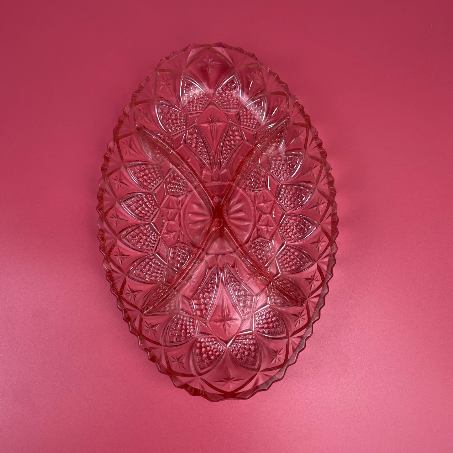 Pink Glass Nibbles Trinket Tray